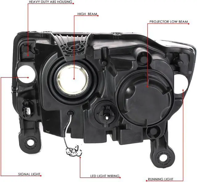 Alt view image 6 of 7 - DNA Motoring HL-HPL-JGC14-BK-CL1 For 2014 to 2016 Jeep Grand Cherokee LED DRL Projector Headlight Black Housing Clear Corner Headlamp 12 Left + Right