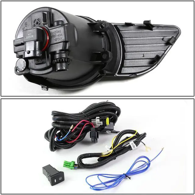 Alt view image 4 of 5 - DNA Motoring FL-ZTL-220-AM For 2011 to 2017 Toyota Sienna Pair Driving Bumper Fog Light Lamp+Bezel+Switch Black Ring Amber Lens 12 13 14 15 16