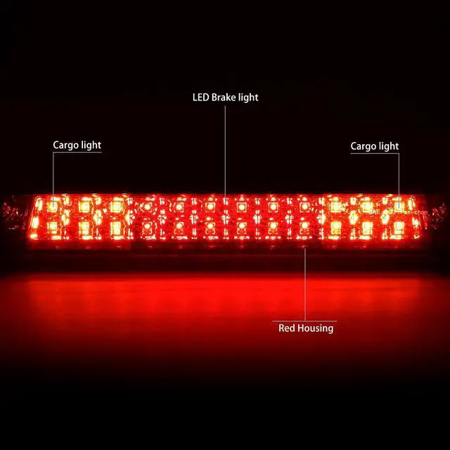 Alt view image 3 of 6 - DNA Motoring 3BL-COLO15-LED-RD For 2015 to 2018 Chevy Colorado GMC Canyon Dual Row LED 3rd Third Tail Brake Light Cargo Lamp Red Housing 16 17 18