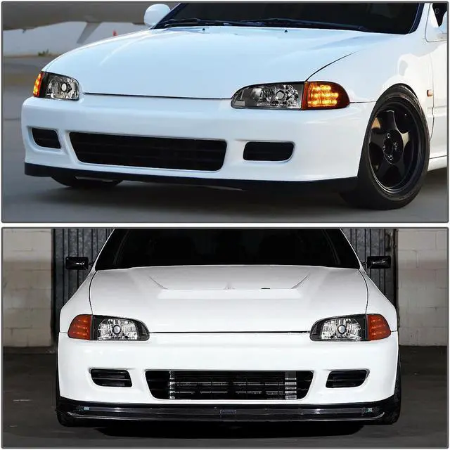 Alt view image 6 of 7 - DNA Motoring HL-LED-HC922D-BK-CL1 For 1992 to 1995 Honda Civic Coupe Hatchback Pair Black Housing LED Turn Signal Headlight Corner Lamps