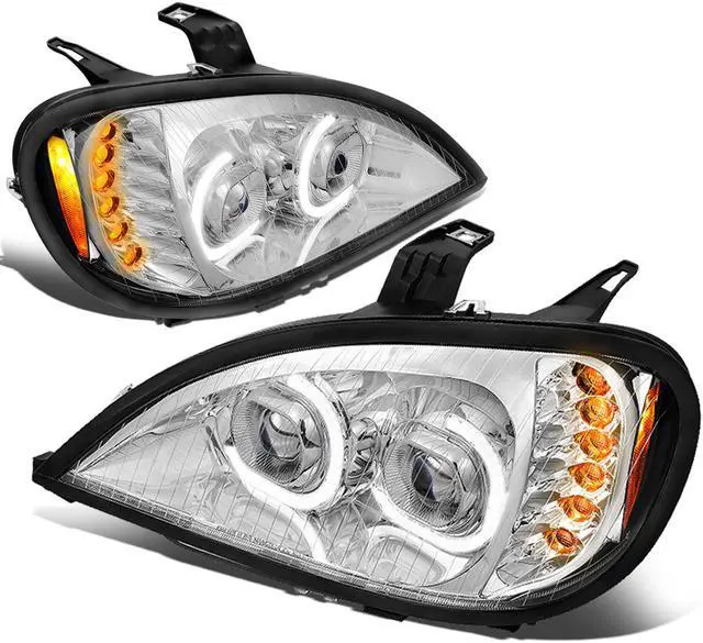 Main image of DNA Motoring HL-HAY-003-CH For 2004 to 2017 Freightliner Columbia Pair LED DRL + Dual Projector Headlight Lamps 05 06 07 08 09 10 11 12 13 14 15 16