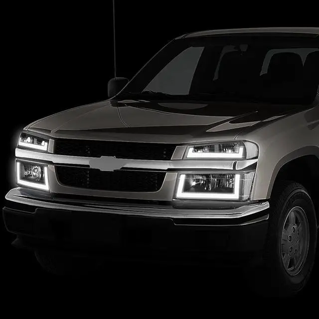 Alt view image 6 of 7 - DNA Motoring HL-LB-CCOL044P-BK-CL1 For 2004 to 2012 Chevy Colorado GMC Canyon Pair Black Housing Clear Corner LED DRL Headlight Bumper Lamps 05 06 07 08 09 10 11