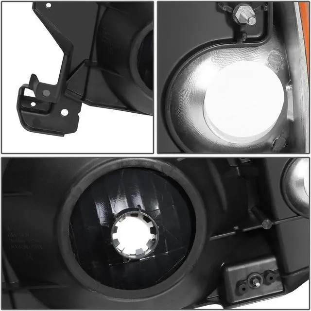 Alt view image 5 of 7 - DNA Motoring HL-OH-F15087-BK-AM For 1987 to 1991 Ford F150 F250 F350 Bronco Pair Factory Style Headlight Corner Lamps Black Housing Amber Side 88 89 90