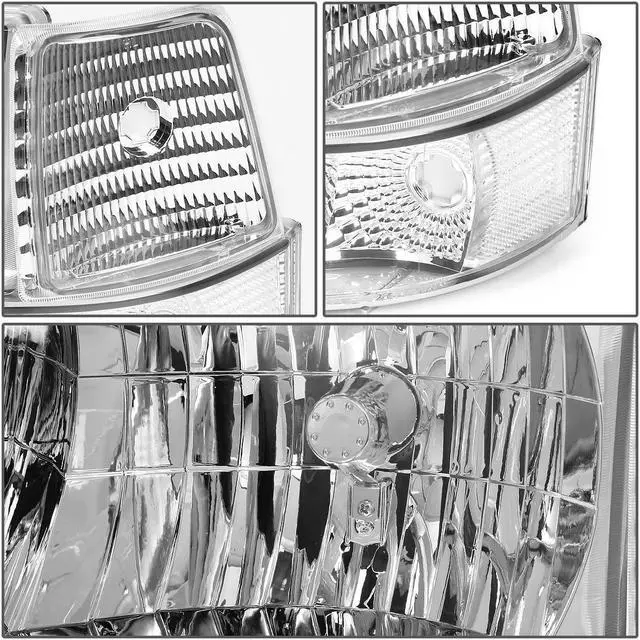 Alt view image 2 of 5 - DNA Motoring HL-OH-F15092-6P-LED-CH-CL1 For 1992 to 1996 Ford F150 F250 F350 Bronco 6Pcs LED DRL Headlight+Corner/Side Marker Lamps Chrome/Clear 5 Gen 93 94 95 Left + Right