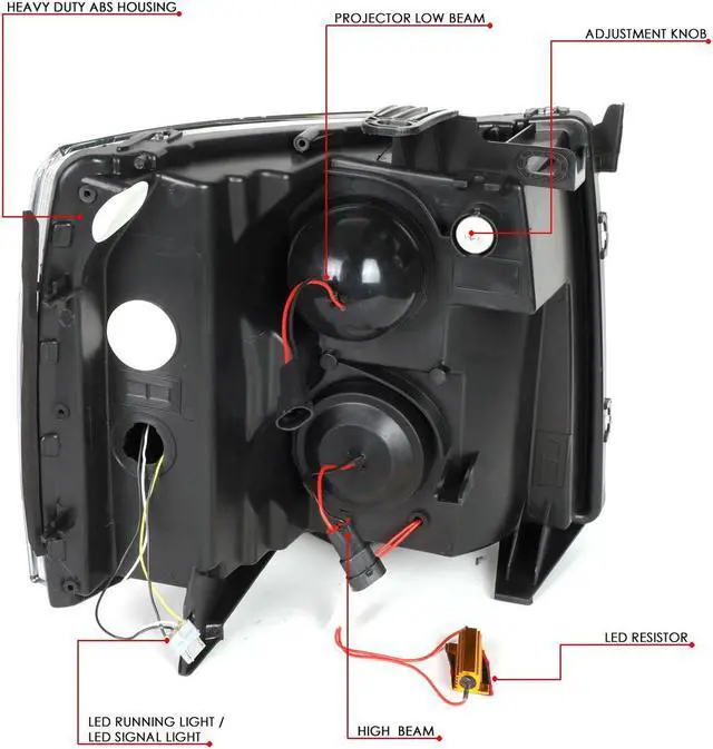 Alt view image 6 of 7 - DNA Motoring HL-HPL-CSIL07-G3-CH-AM For 2007-2014 Chevy Silverado 1500 2500HD 3500HD LED DRL+ Sequential Turn Signal Projector Headlight Headlamp Smoked 08 09 10 11 12 13