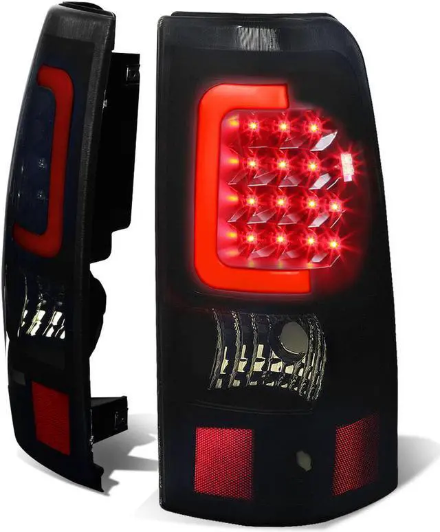 Main image of DNA Motoring TL-CSIL03-LED-RD3D-BK-SM For 1999 to 2006 Silverado / Sierra Fleetside Pair of 3D LED Rear Tail Brake Lights (Black Housing Smoked Lens) 01 02 03 04 05