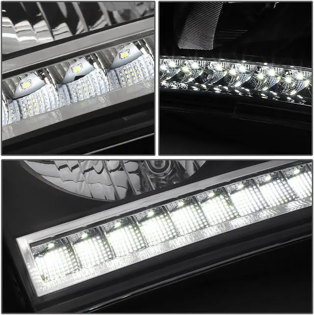 Alt view image 4 of 7 - DNA Motoring HL-LED-RM06-BK-AM For 2006 to 2009 Dodge Ram Truck 1500 2500 3500 Pair LED Strip DRL Front Driving Headlight Lamps Black Housing Amber Corner 07 08