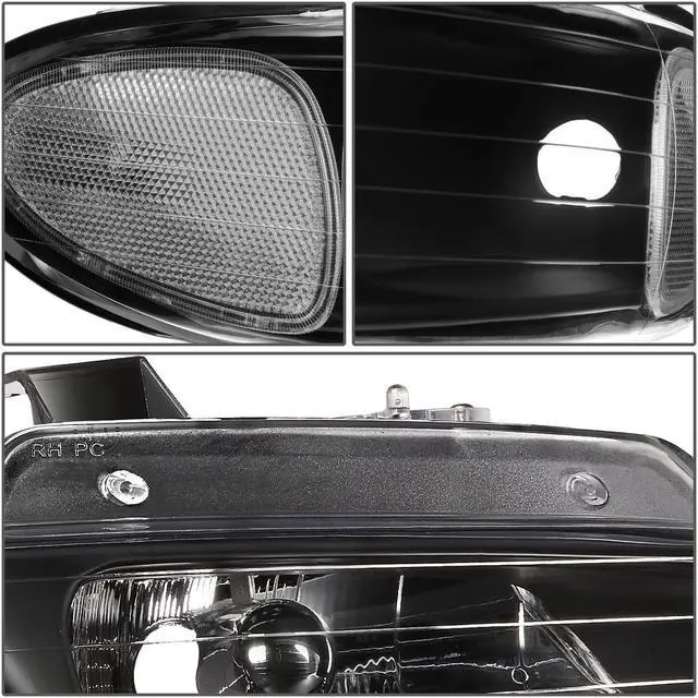 Alt view image 3 of 5 - DNA Motoring HL-OH-014-BK-CL1 For 1996 to 1999 Dodge Caravan Chrysler Voyager Headlight Black Housing Clear Corner Headlamp 97 98 Left + Right