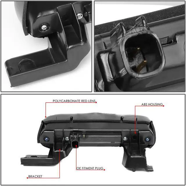 Alt view image 4 of 5 - DNA Motoring 3BL-FFLEX12-LED-RD For 2012 to 2018 Ford Flex LED 3rd Third Tail Brake Light Rear Stop Lamp Red Housing 13 14 15 16 17