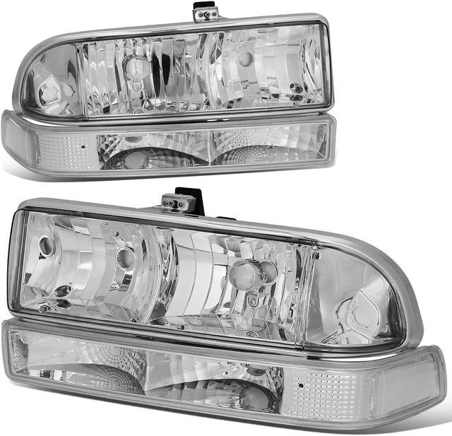 DNA Motoring HL-OH-S10984P-CH-CL1 For 1998 to 2004 Chevy S10/Blazer GMT  325/330 Chrome Housing Headlight+Clear Corner Lamps 99 00 01 02 03 Left  Right Automotive Specialty Lighting