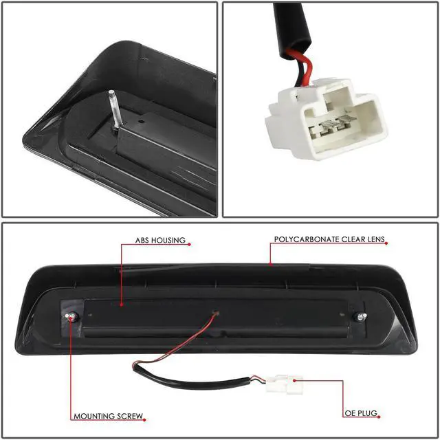 Alt view image 6 of 7 - DNA Motoring 3BL-TTU07-3D-T5-LED-BK For 2007 to 2017 Toyota Tundra Sequential LED Heart Rate Style Signal Tail Center 3rd Third Brake Light 08 09 10 11 12 13 14 15 16