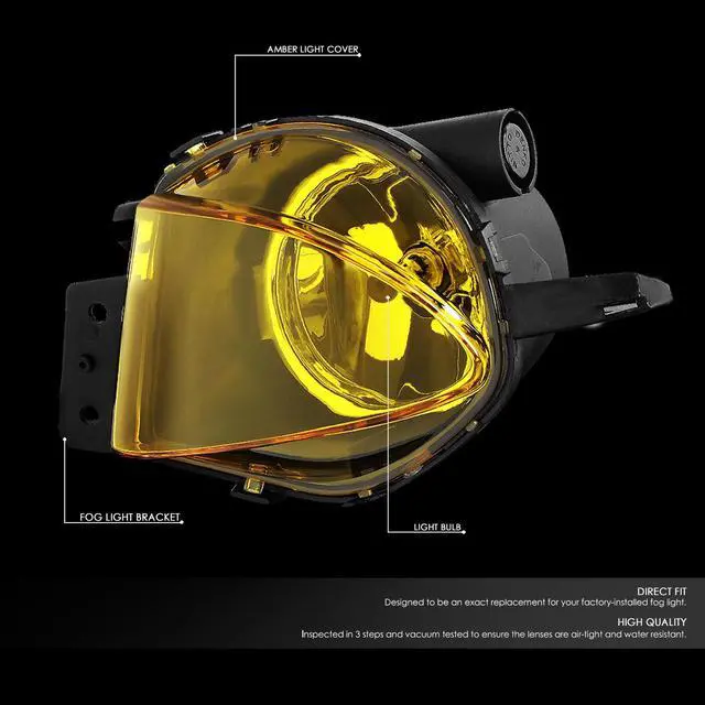 Alt view image 2 of 7 - DNA Motoring FL-ZTL-112-AM For 2007 to 2008 BMW E90 328i 328xi 325i 325xi 330i 330xi Pair Front Driving Fog Light Lamps Amber Lens