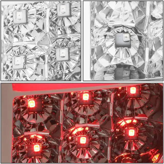 Alt view image 4 of 7 - DNA Motoring TL-GMCSIE07-LED-3D-CH-CL For 2007 to 2014 GMC Sierra Pair Chrome Housing 3D LED Bar Tail Light Rear Brake Lamps