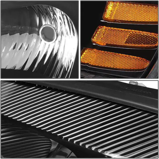 Alt view image 3 of 5 - DNA Motoring HL-OH-PGPR04-BK-AM For 2004 to 2008 Pontiac Grand Prix Pair OE Style Headlight Black Housing Amber Corner Headlamps 7th gen FT1 GT2 GTP 05 06 07 Left + Right