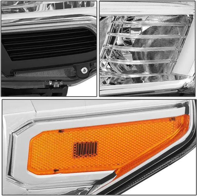 Alt view image 4 of 7 - DNA Motoring HL-OH-TTAM16-CH-AM For 2016 to 2020 Toyota Tacoma Pair Chrome Housing Amber Corner Projector Headlight / Headlamp Set 17