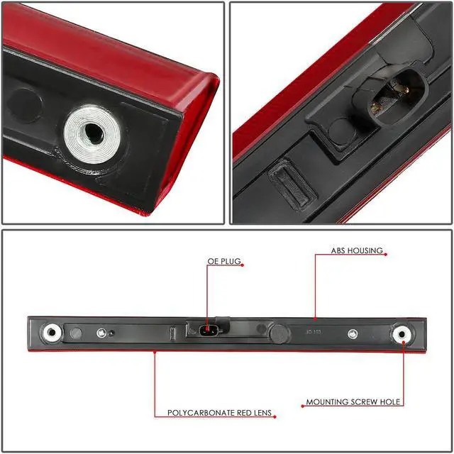 Alt view image 4 of 5 - DNA Motoring 3BL-TRAV16-LED-RD For 2013 to 2018 Toyota Rav4 / 2010 to 2019 Lexus GX460 Full LED 3rd Third Tail Brake Light Lamp Red Housing 11 12 14 15 16 17