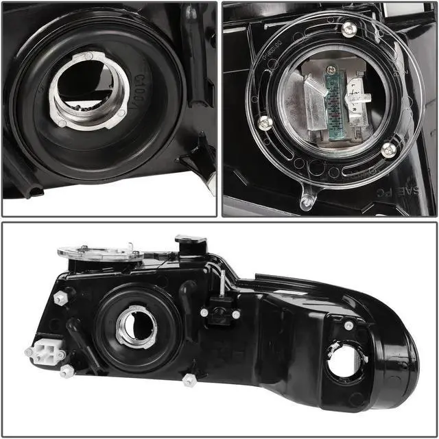 Alt view image 4 of 5 - DNA Motoring HL-OH-014-BK-CL1 For 1996 to 1999 Dodge Caravan Chrysler Voyager Headlight Black Housing Clear Corner Headlamp 97 98 Left + Right