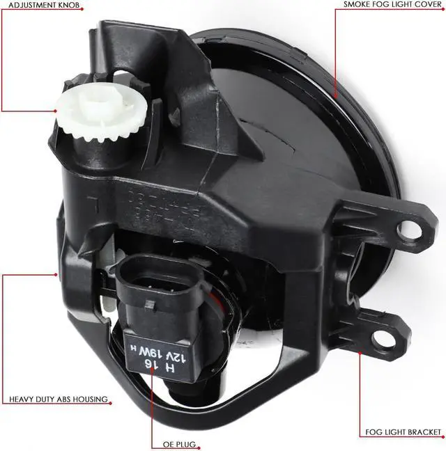 Alt view image 6 of 7 - DNA Motoring FL-ZTL-318-SM For 2018 to 2020 Toyota Camry SE XSE Factory Style Bumper Driving Smoked Fog Light Lamps wiht Bezel + Switch 19
