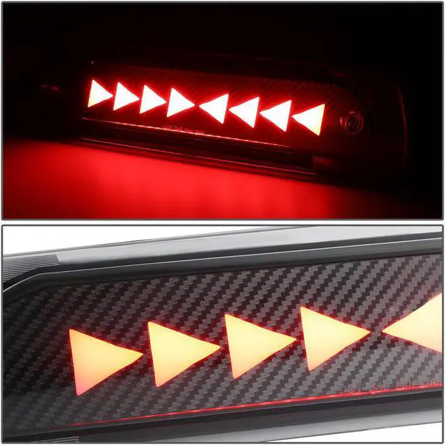 Alt view image 3 of 7 - DNA Motoring 3BL-DRM02-3D-T4-LED-BK For 2002 to 2009 Dodge Ram 1500 2500 3500 Sequential LED Triangle Style Signal Tail Center 3rd Third Brake Light 03 04 05 06 07 08
