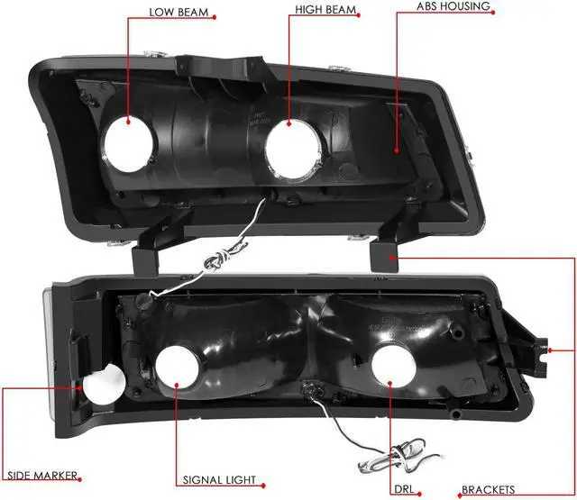 Alt view image 6 of 7 - DNA Motoring HL-LB-CSIL03-BK-CL1 For 2003 to 2007 Chevy Silverado 1500 2500 3500HD Classic Avalanche Pair 3D LED DRL Bar Headlight + Bumper Lamps Black 04 05 06
