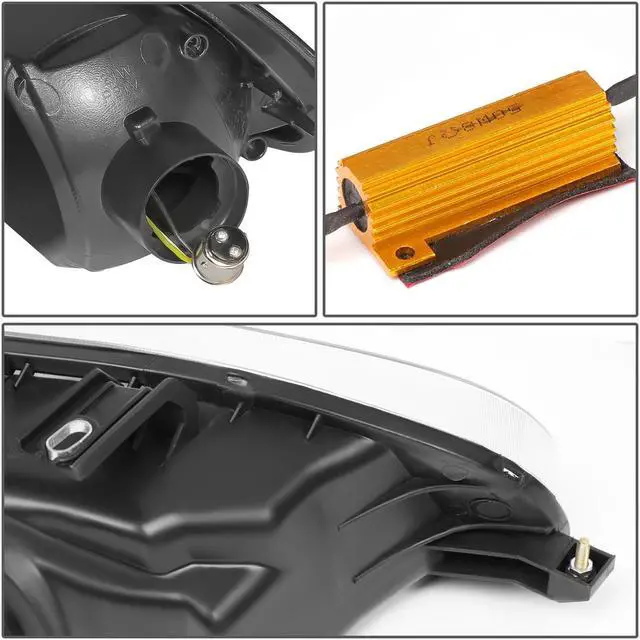 Alt view image 4 of 7 - DNA Motoring HL-LED-HC922D-BK-CL1 For 1992 to 1995 Honda Civic Coupe Hatchback Pair Black Housing LED Turn Signal Headlight Corner Lamps