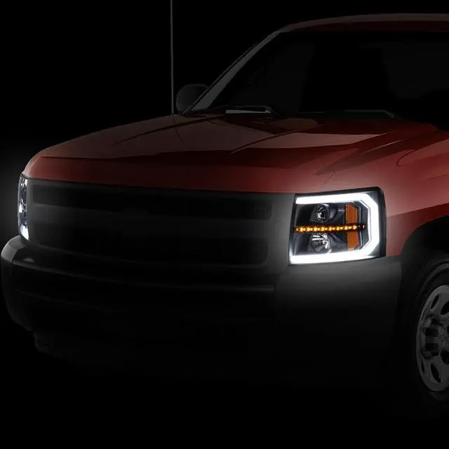 Alt view image 7 of 7 - DNA Motoring HL-HPL-CSIL07-G3-BK-AM For 2007-2014 Chevy Silverado 1500 2500HD 3500HD LED DRL+ Sequential Turn Signal Projector Headlight Headlamp Smoked 08 09 10 11 12 13