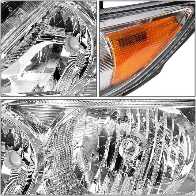 Alt view image 2 of 5 - DNA Motoring HL-OH-TCO09-CH-AM For 2009 to 2010 Toyota Corolla 10th Gen Pair Chrome Housing Amber Corner Headlight Headlamps Left + Right