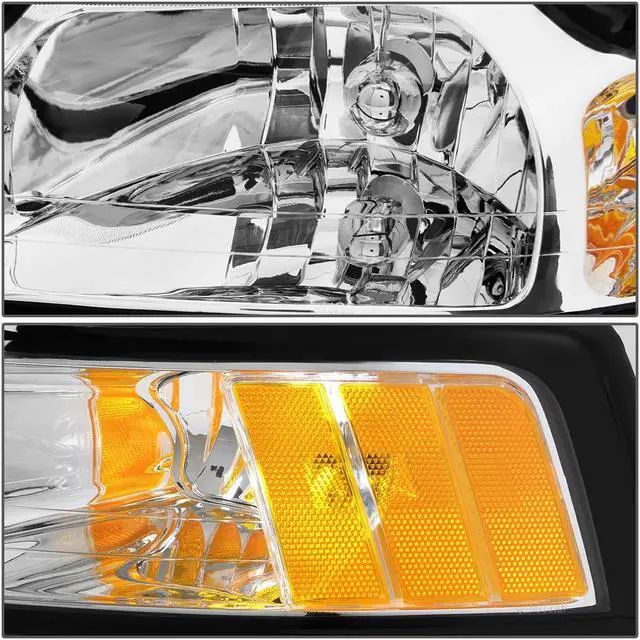 Alt view image 3 of 5 - DNA Motoring OEM-HL-0013-L For 1999 to 2004 Ford Mustang 1PC Factory Style Headlight Headlamp Assembly Left / Driver Side (Chrome) 00 01 02 03 FO2502177