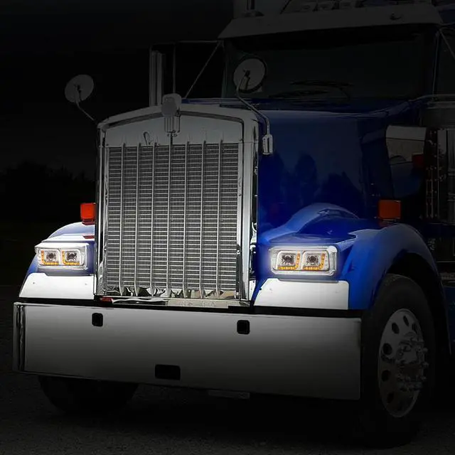 Alt view image 6 of 7 - DNA Motoring HL-HAY-001-CH For 1981-2019 Kenworth W900 T800 Western Star 4800 LED DRL+ Turn Signal+ Dual Projector Headlight Lamp 10 11 12 13 14 15 16 17 18