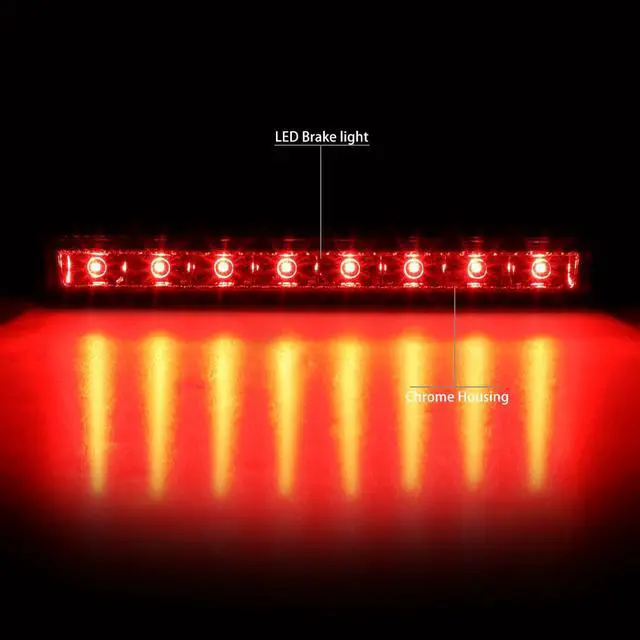 Alt view image 2 of 5 - DNA Motoring 3BL-NROG17-LED-CH For 2014 to 2019 Nissan Rogue Chrome Housing Full LED 3rd Third Tail Brake Light Lamp 15 16 17 18