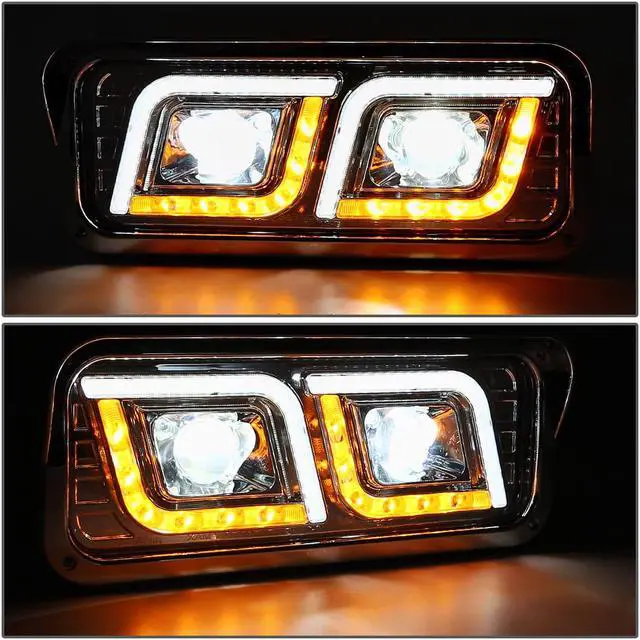 Alt view image 3 of 7 - DNA Motoring HL-HAY-001-CH For 1981-2019 Kenworth W900 T800 Western Star 4800 LED DRL+ Turn Signal+ Dual Projector Headlight Lamp 10 11 12 13 14 15 16 17 18