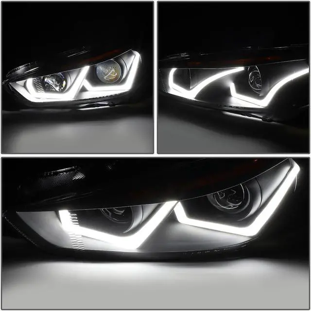 Alt view image 3 of 7 - DNA Motoring HL-HPL-LED-FF16-BK-AM For 2015 to 2018 Focus Dual HALO LED DRL Light Bar+Turn Signal Projector Headlight Black Housing Amber Corner Headlamp 16