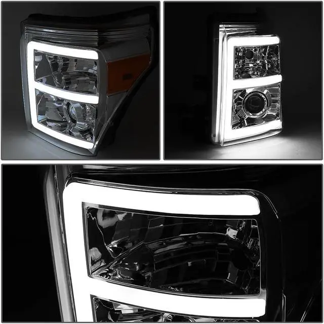 Alt view image 3 of 7 - DNA Motoring HL-HPL-LED-FSU13-SM-AM-T2 For 2011 to 2016 Ford F250 F350 F450 F550 Super Duty Smoked Housing Amber Corner 3D LED E-Styling DRL Projector Headlight Headlamps 12 13 14 15