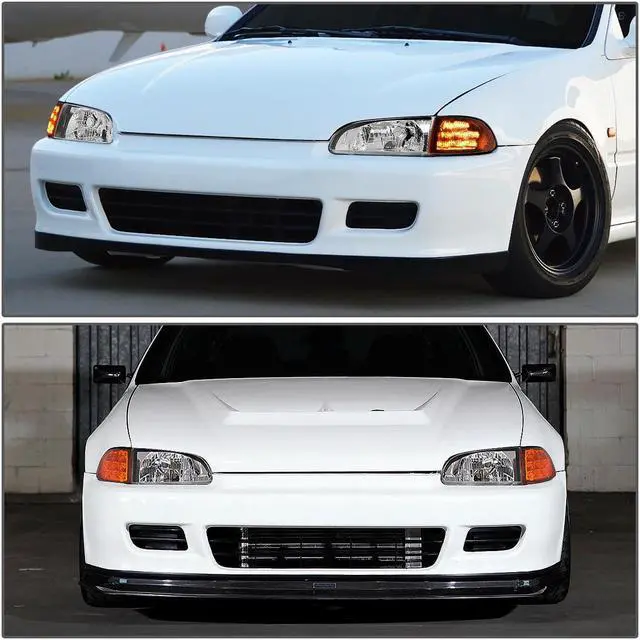 Alt view image 6 of 7 - DNA Motoring HL-LED-HC922D-CH-CL1 For 1992 to 1995 Honda Civic Coupe Hatchback Pair Chrome Housing LED Turn Signal Headlight Corner Lamps