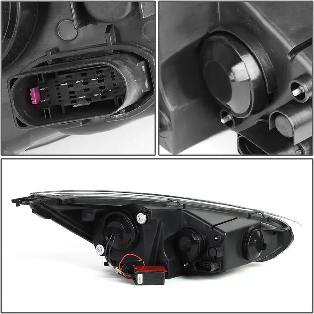 Alt view image 6 of 7 - DNA Motoring HL-HPL-LED-FF16-BK-AM For 2015 to 2018 Focus Dual HALO LED DRL Light Bar+Turn Signal Projector Headlight Black Housing Amber Corner Headlamp 16