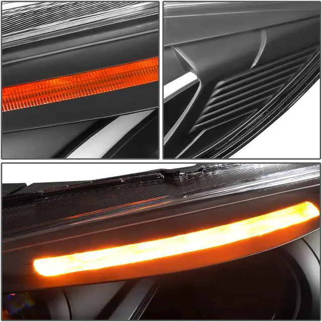 Alt view image 5 of 7 - DNA Motoring HL-HPL-LED-FF16-BK-AM For 2015 to 2018 Focus Dual HALO LED DRL Light Bar+Turn Signal Projector Headlight Black Housing Amber Corner Headlamp 16