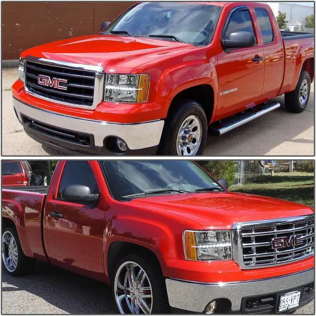 Alt view image 5 of 6 - DNA Motoring HL-LED-GMCSIE07-CH-AM For 2007 to 2013 GMC Sierra 1500 2500 3500 LED DRL Light Bar Headlight Chrome Housing Amber Corner Headlamp 08 09 10 11 12 Left + Right
