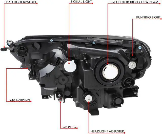 Alt view image 6 of 7 - DNA Motoring HL-OH-TRAV416-BK-CL1 For 2016 to 2018 Toyota RAV4 Factory Style Black Housing Clear Side Projector Front Driving Headlight Headlamp 17