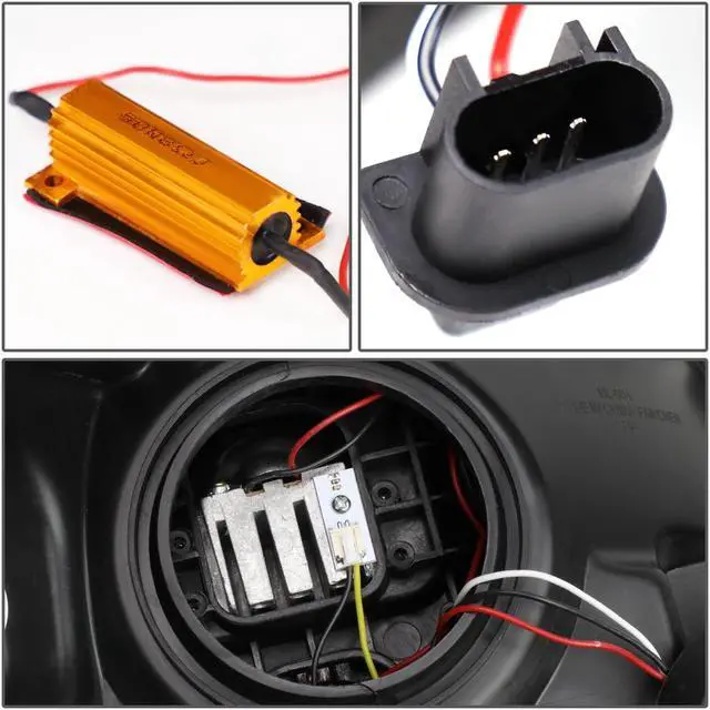 Alt view image 5 of 7 - DNA Motoring HL-LB-T8-F15009-BK-AM For 2009 to 2014 Ford F-150 Pair Black Housing Amber Corner LED DRL Tube Quad Projector Halo Headlight Lamps 10 11 12 13