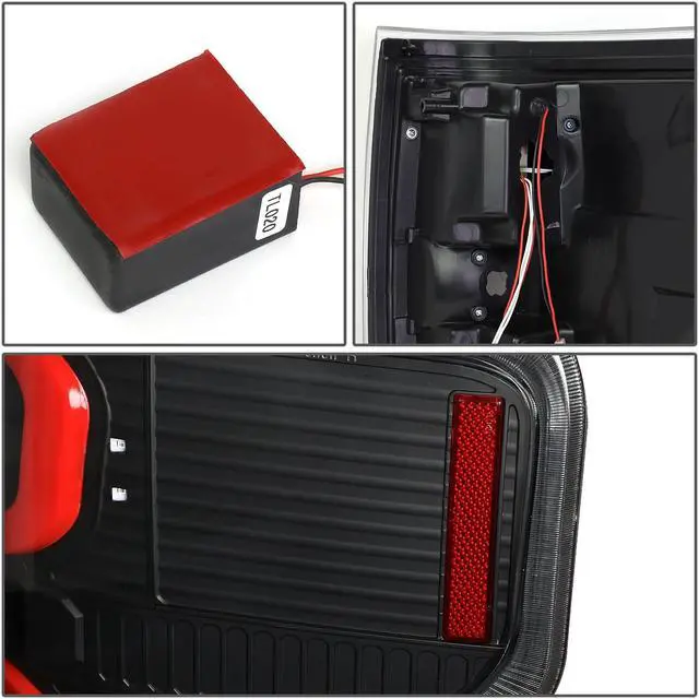 Alt view image 5 of 7 - DNA Motoring TL-F15009-LED-RD3D-BK-CL For 2009 to 2014 Ford F150 Pair Dual Red LED C -Bar Tube Tail Light Rear Brake Lamps Black / Clear