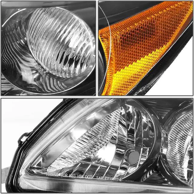 Alt view image 4 of 7 - DNA Motoring HL-OH-TCO09-BK-AM For 2009 to 2010 Corolla 10th Gen Pair Black Housing Amber Corner Headlight Headlamps Left + Right