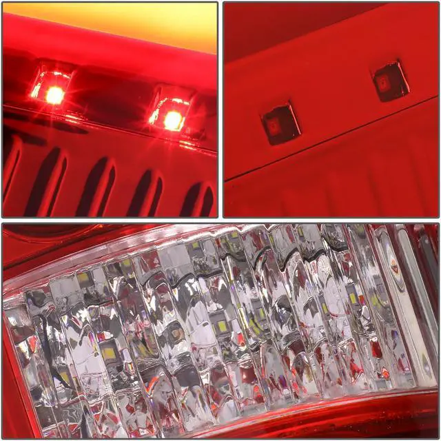 Alt view image 5 of 7 - DNA Motoring TL-F15004-LED-3D-RD-G2 For 2004 to 2008 Ford F150 / Lobo 2Pcs Chrome Housing Red Lens 3D LED Bar Tail Light Brake / Reverse Lamps