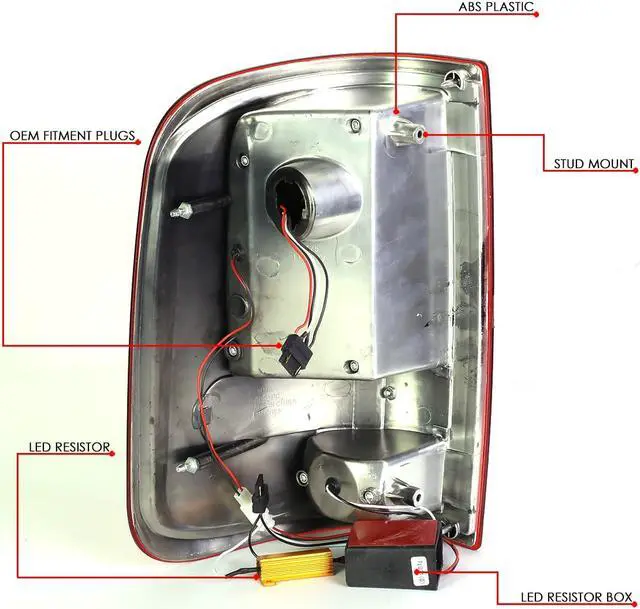 Alt view image 6 of 7 - DNA Motoring TL-F15004-LED-3D-RD-G2 For 2004 to 2008 Ford F150 / Lobo 2Pcs Chrome Housing Red Lens 3D LED Bar Tail Light Brake / Reverse Lamps