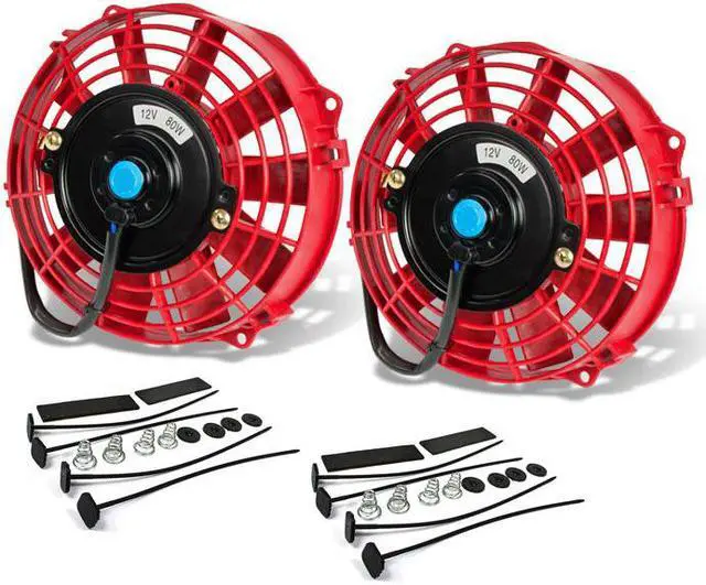 Main image of DNA Motoring RAF-7-RD+FMK-X2 2Pcs 7" Inch High Performance Electric Radiator Cooling Fan kit (Red)