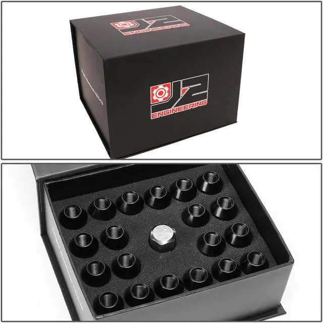Alt view image 7 of 7 - J2 Engineering LN-T7-004-125-BK J2 Engineering 7075 -T6 Forged Aluminum M12 x 1.25 20Pcs 50mm Open -End Lug Nut w/ Socket Adapter Key ( Black )