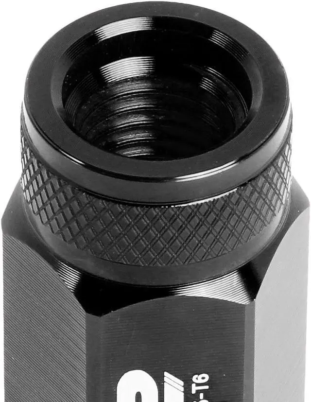 Alt view image 5 of 7 - J2 Engineering LN-T7-021-15-BK J2 Engineering 7075 -T6 Forged Aluminum M12 x 1.5 20Pcs 50mm Knurled Top Lug Nuts w/ Adapter Black