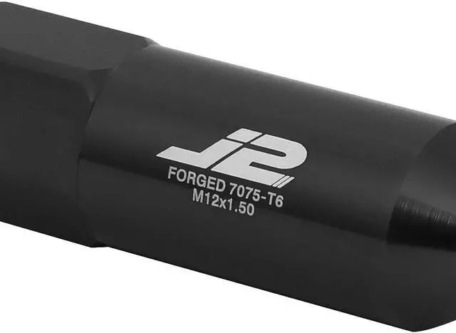 Alt view image 3 of 6 - J2 Engineering LN-T7-017-15-BK J2 Engineering 7075 -T6 Forged Aluminum M12X1.5 20Pcs 90mm Height Spiky Cap Lug Nut Set w / Socket Adapter (Black)