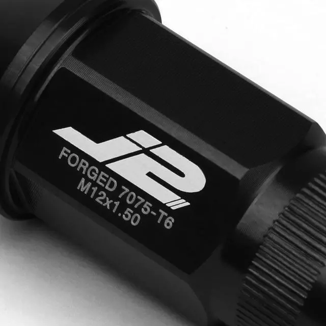 Alt view image 3 of 7 - J2 Engineering LN-T7-008-15-BK J2 Engineering 7075 -T6 Forged Aluminum M12X1.5 20Pcs 44mm Height Open -End Lug Nut Set w / Socket Adapter (Black)