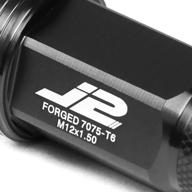 Alt view image 3 of 7 - J2 Engineering LN-T7-022-15-BK J2 Engineering 7075 -T6 Forged Aluminum M12X1.5 20Pcs 80mm Height Spiky Cap Lug Nut Set w/Adapter Key (Black)