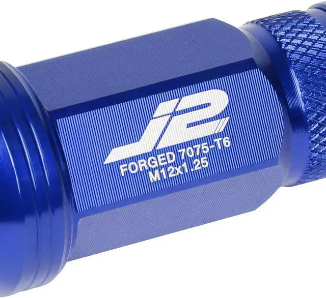 Alt view image 3 of 7 - J2 Engineering LN-T7-022-125-BL J2 Engineering 7075 -T6 Forged Aluminum M12 x 1.25 20Pcs 80mm Spiked Cap Lug Nut w/ Socket Adapter ( Blue )